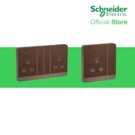 Schneider Electric AvatarOn- 13A 250V 1Gang (Single) and 2Gang (Twin) Switched Socket, Dark Wood