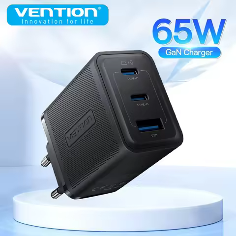 Vention 65W GaN Charger Type C USB 3.0 PD Fast Charging for Laptop Quick Travel Charger for iPhone X
