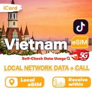 iCard eSIM - Vietnam 3-30 Days Data |Daily Data| Data+Call* | Local plan can use Tiktok