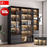 Storage Cabinet Display Cabinet Solid Wood Bookshelf Cabinet Glass Door Storage Cabinet Bookshelf Ca