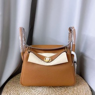 【Awinbag】Gold buckle clemence leather handbag messenger bag