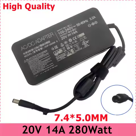 20V 14A 7.4*5.0MM AC Power Adapter 280W Laptop Charger for MSI GE63 9SF 9SG 8SF 8SG MS-16P7 GE65 9SF