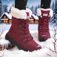 Snow BOOTS ผู้หญิงลื่นคุณภาพสูงสบาย WARM Platform รองเท้า 2025 ผู้หญิง Wedges กันน้ํา PlushThigh รอง