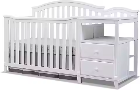 Furniture Berkley Crib and Changer with Slat Panel Back Classic -in- Convertible Diaper Changing Tab