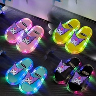 Luminous slippers female LED flash kuromi Sanrio outer wear cool luminous shoes smiley Festive Home 