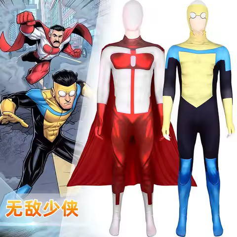 Invincible Cosplay Mark Grayson Omniman Omni man Costume Kid Women Jumpsuit Bodysuit Superhero Hallo