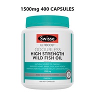 Swisse Ultiboost Odourless High Strength Wild Fish Oil 1500Mg 400 Capsules (EXP:02/2027) Familys Cho