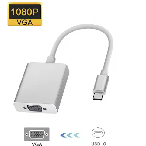 USB C Thunderbolt3 to VGA 1080P Display Adapter Type-C Male to VGA Female Converter Cable for Surfac