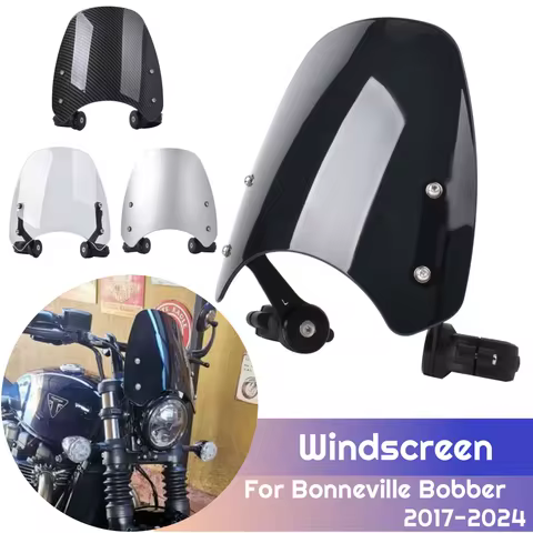 Motorcycle Windshield For Triumph Bonneville Bobber 2017-2024 Windscreen Wind Deflector Front Air Sc
