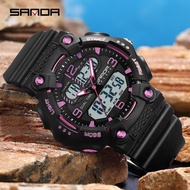 SANDA นาฬิกากีฬาอิเล็กทรอนิกส์ผู้หญิง,นาฬิกา Chrono กันน้ำ