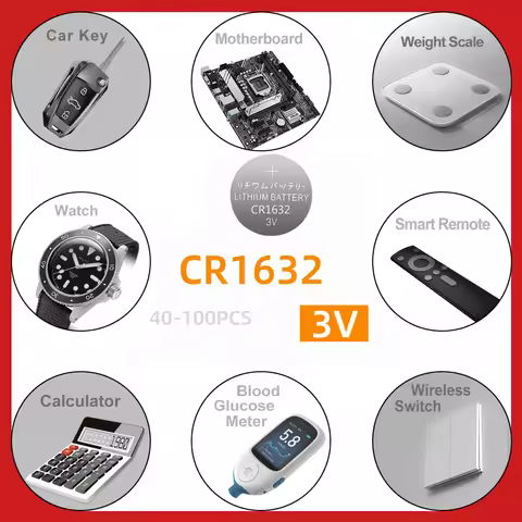 Fast Delivery 20-100PCS CR1632 Lithium Button Battery DL1632 BR1632 LM1632 ECR1632 3V Coin Cells Bat