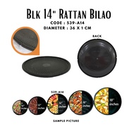 A14 BLK 14" RATTAN BILAO / RATTAN BILAO / PLASTIC BLACK BILAO/ FOOD TRAY / FOOD PLASTIC BILAO