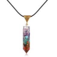 7 Chakra Pendulum Necklace Prism Crystal Healing Crystal Point Pendant Necklace