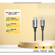 Cáp Type C - L MFI 1m Ugreen 60759 Đen - Hàng chính hãng