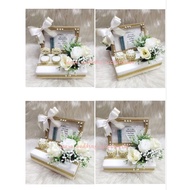 gubahan frame mas kahwin dan 2pc bekas cincin + words on frame + replika money(cream white)