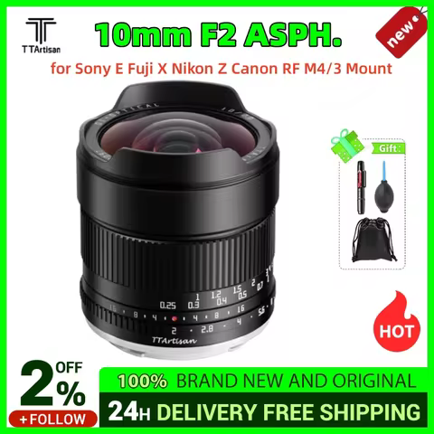 TTArtisan 10mm F2 ASPH APS-C Wide Angle Mirrorless Cameras Lens for Fuji X-T200 X-T30 II Sony A6500 