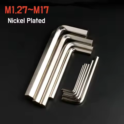 M1.27M1.5M2M2.5M3M4M5M6M8M10M12M14M17 Nickel Plated Metric Allen Wrench L-type Hex Wrench Allen Key 