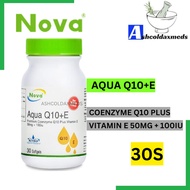 Nova Aqua Q10+E 30 Softgels EXP11/26  (Coenzyme Q10 Plus Vit E 50mg+100IU)