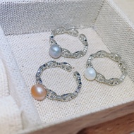 Natural freshwater pearl pig nose smooth adjustable ring