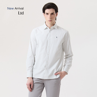 LTD เสื้อเชิ้ตลายทางแนวตั้ง ผู้ชาย สีออฟไวท์ | Shirt with Vertical Stripes | 03600