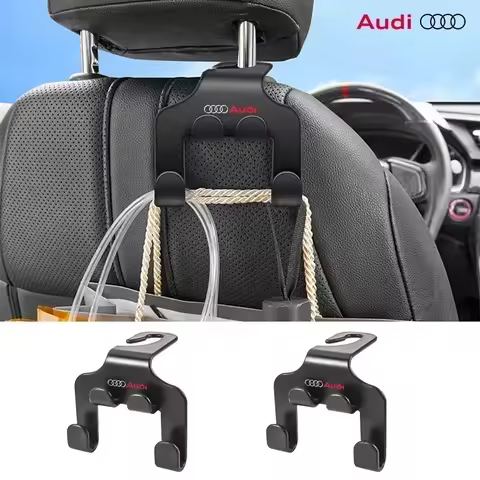2pcs New Double-Head Car Emblem Hooks Rear Seat Hanging Storage Holder Phone Bracket for Audi SLINE 