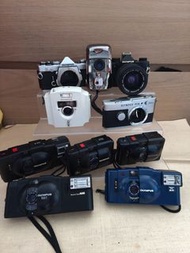 #日本直送、全線Olympus 系列菲林相機xa系列、om系列,pen ft半格系列、限量mju 銀色鏡面limited, 限量白色正方形格ecru, 限量篮色xa2,大部份新净至全新、無位放清屋價！