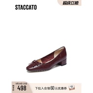 Stuart New Style Classy French Cream Shoes Single Shoes Pumps Thick Heel Commuter Women's Shoes Q538