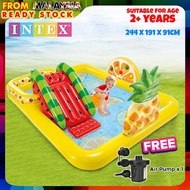INTEX 57158 Fun Fruity Inflatable Play Center Children Swimming Pool With Slide Kolam Mandi Gelongsor
