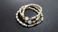 (3圈)(天然石水晶手鍊)象牙色老硨磲x青海和田玉