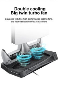 KINGSTAR 控制台冷卻風扇充電底座垂直支架適用於 bmsmckp PlayStation 5 PS5 遊戲配件連 2 個冷卻風扇 3 個集線器  bmsmckp KINGSTAR Console
