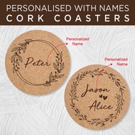 Personalised Cup Cork Coaster for Families Friend Colleague