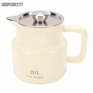IESPOIR1T1 Grease Container, Beige Fine Mesh Strainer Oil Storage Keeper, Durable Ceramic Stainless 