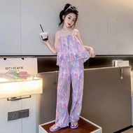 女童套装Girls' set女童2025新款小清新休闲套装夏季洋气女孩无袖吊带阔腿裤两件套潮新款2025.3.24