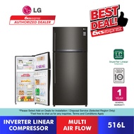 LG 2 Door Top Freezer Inverter Fridge GN-H602HXHC (516L) Refrigerator / Peti Sejuk 2 Pintu with DoorCooling+