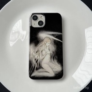 Phone case ApplicableiPhone Dark Retro Angel13/14/15ProPhone case11Straight EdgexrAnti-Fall12Soft Sh