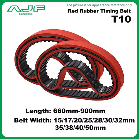 Heat Resistant Open Ended PU Food Grade Timing Belt Factory Direct T10-660-900mm Red Rubber Timing B