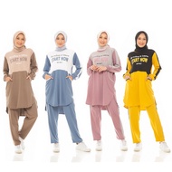 Baju Setelan Olahraga Wanita Panjang - Oneset Sporty Wanita Muslim - Baju Celana Training Olahraga Senam Sepeda Terbaru