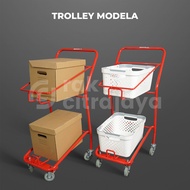 2-Tier SUPERMARKET Shopping Cart TROLLEY with Wheels 60KG
