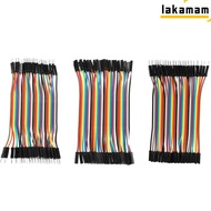 LAKAMAM 3 PCS Dupont Wire, 40 Pin 10CM Breadboard Jumper Wires, Electronics Prototyping M To F / M T