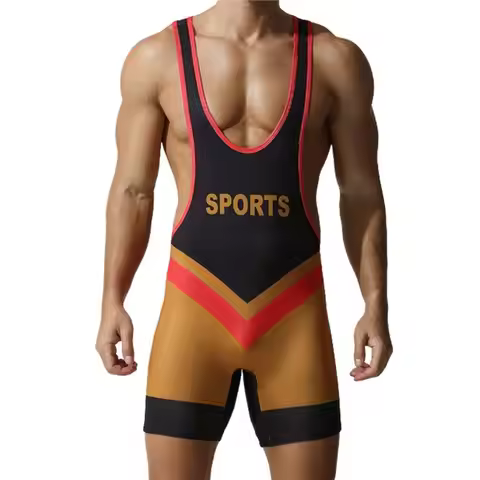 New-Mens Wrestling Sportswear Singlet Sleeveless Athletic Leotard Bodysuit For Gym Training