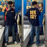 [H2O] Short-Sleeved T-Shirt Pure Cotton Male American High Street Retro Summer Loose Large Size Lett