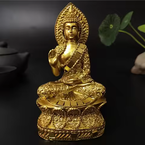 Golden Thailand Buddha Statue For Home Garden Decoration Hindu Feng Shui Meditation Pray Buddha Scul
