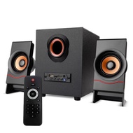 Bluetooth Stereo Speaker with Powerful Bass, Black Plastic Wooden Design