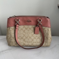 【清櫃平售】100%正貨 Coach Christie Carryall 經典印花拼粉紅色手袋 側孭袋