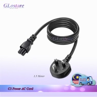 HIGH QUALITY UK 3PIN C5 POWER AC CORD 1.5M DESKTOP LAPTOP TV AC 3PN MOLDED 13A PLUG C5 COMPUTER POWE