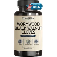VINATURA Wormwood Black Walnut Clove Capsules - Cleanse, Detox, Intestinal Guard Formula Supplement 