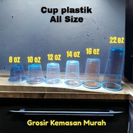 (semua ukuran) Gelas Cup Plastik Datar / gelas dawet / gelas es teh / cup plastik 8 oz 10 oz 12 oz 14 oz 16 oz 22 oz