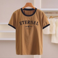 Akane Akane Comfortable Short Sleeve Round Neck T-Shirt - Everyday Wear with Contrast Colors
