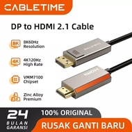 CABLETIME DisplayPort to HDMI 2.1 DP to HDMI Cable 8K 60Hz 4K 120Hz for Gaming Monitor