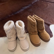 [Super Piece Snow Boots] DOMISS Furry Snow Boots-2 Colors Mid-Tube Boots Boots (Ready Stock)